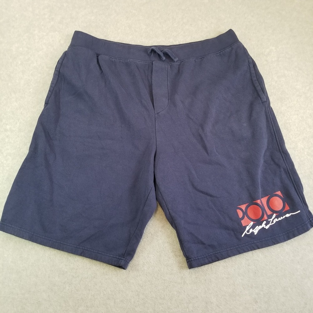 Polo Ralph Lauren Shorts Mens 2XLT Tall Navy Blue Fleece Sweat Logo